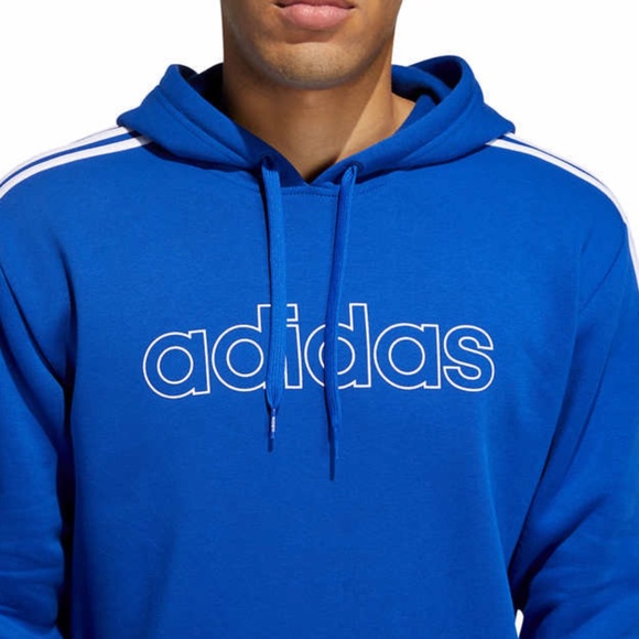 New Adidas Men's Fleece Pullover 3 Stripes Hoodie - Picture 5 of 16